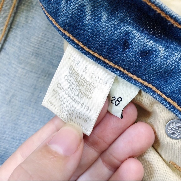 rag & bone • The Skinny Racer Relay jeans stripe slim zipper ankle low rise fade - Picture 6 of 14